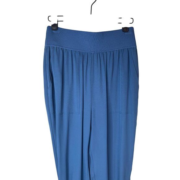 Theory Small 100% Silk Harem Jogger Pants Brilliant Blue Pockets Elastic Waist - Picture 7 of 16